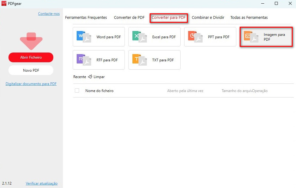 Abrir o Conversor de Imagem para PDF