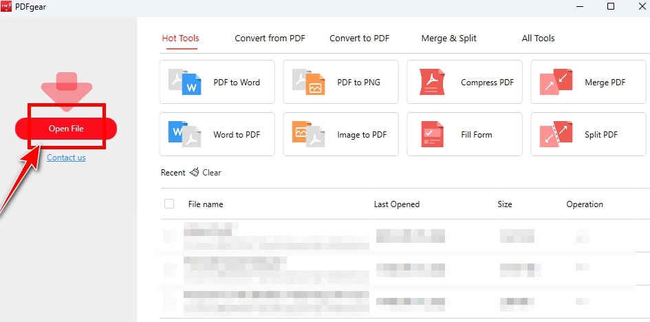 Click the Red Open File Button
