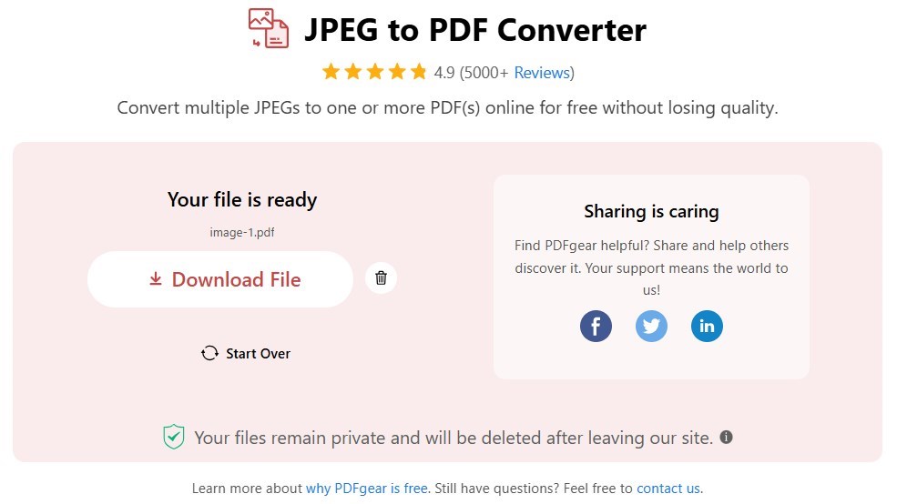 Converter JPEGs para PDF Online