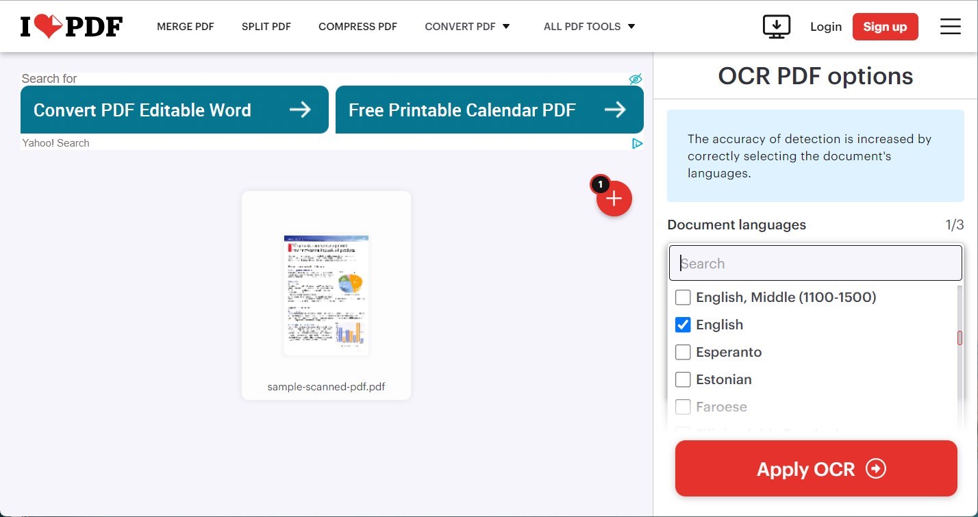 Convert Scanned PDF to Editable Online with iLovePDF
