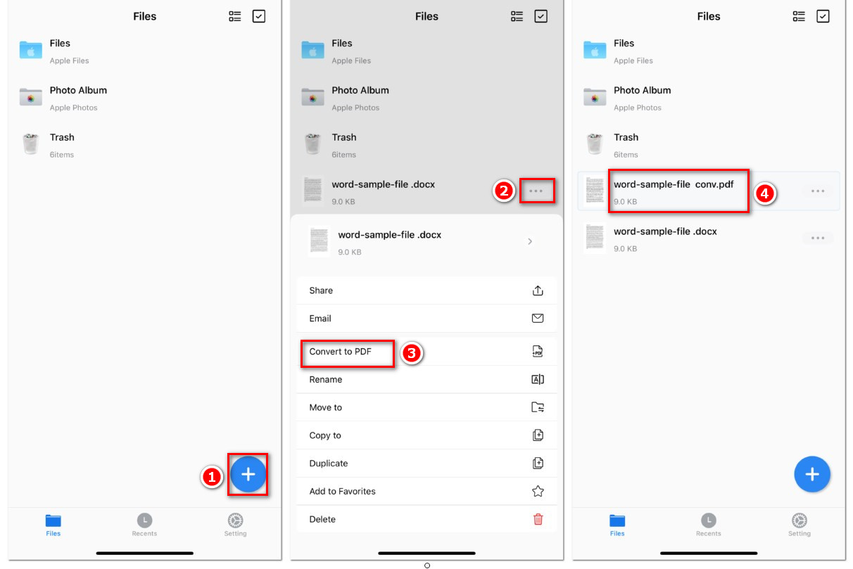 Convert Word to PDF on iPhone