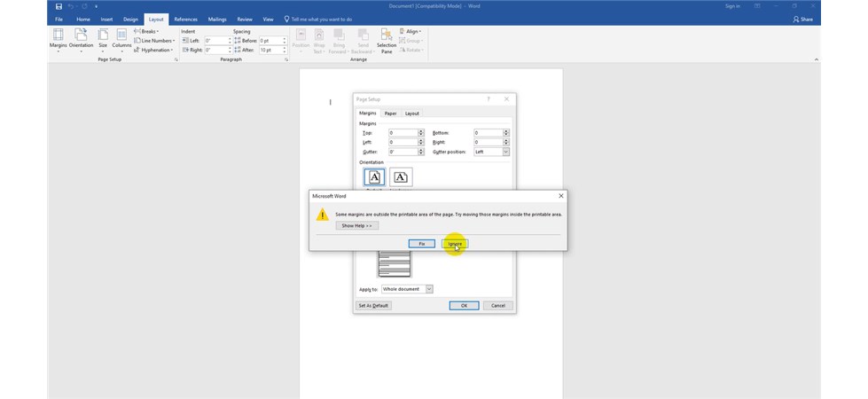 Customize Page Setup