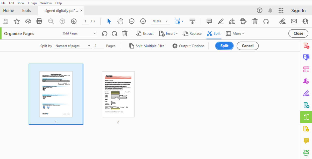 Choose the Split Option