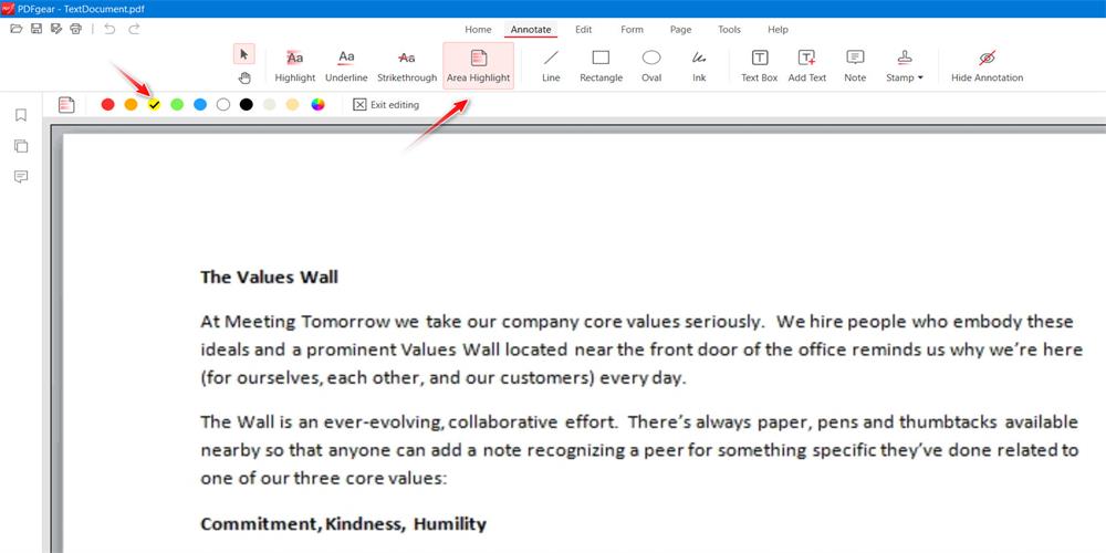 Choose Area Highlight Tool