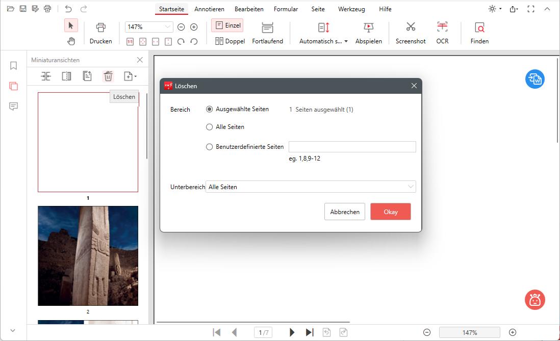 Leere Seiten mit PDFgear entfernen