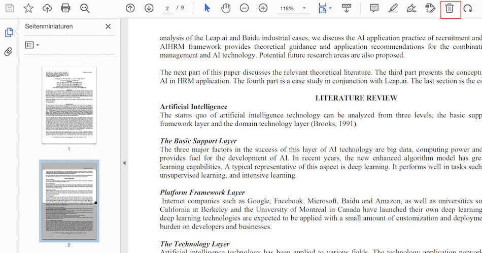 Löschen-Symbol klicken