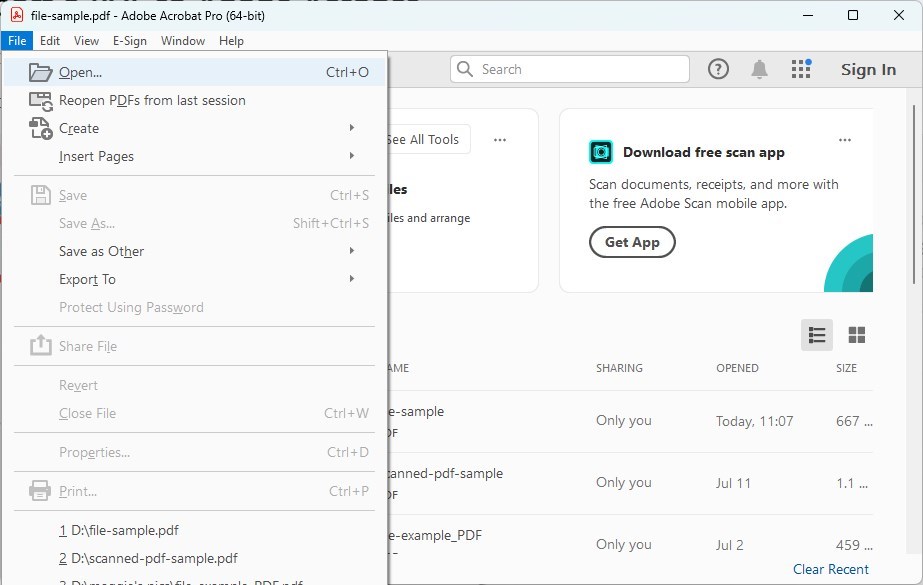Apri un PDF in Adobe Acrobat