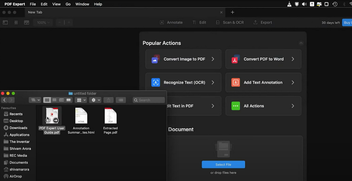 Import PDF to PDF Expert