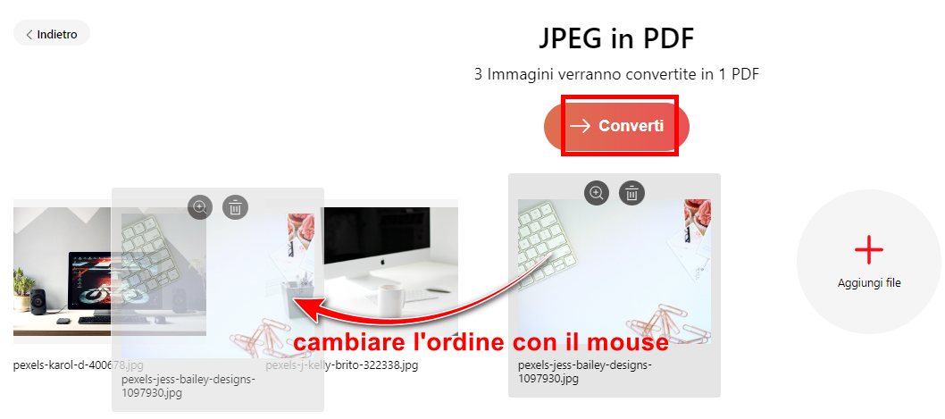 Ordina la Posizione delle Immagini