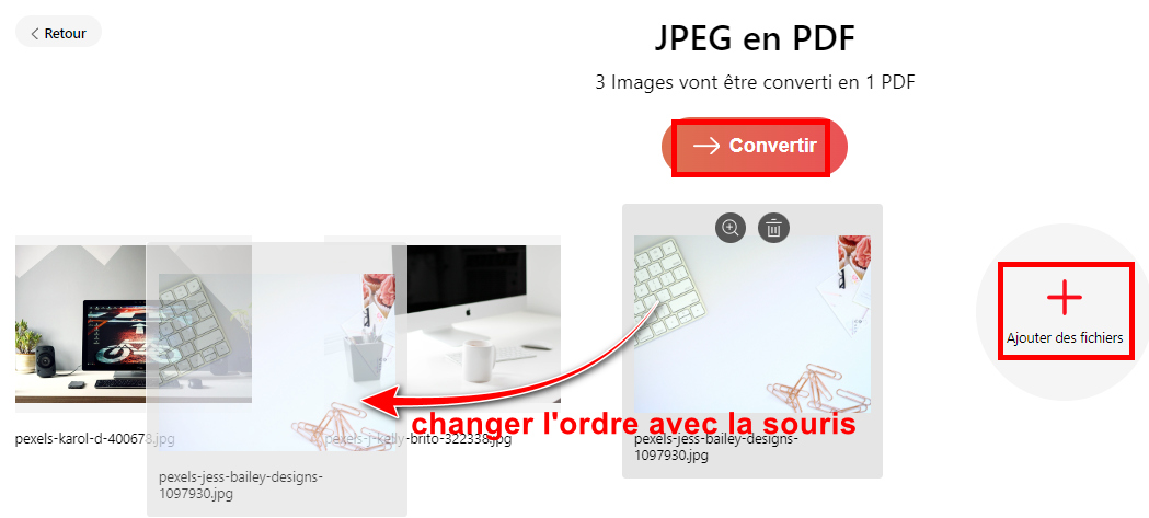 Ordonner l'emplacement des images