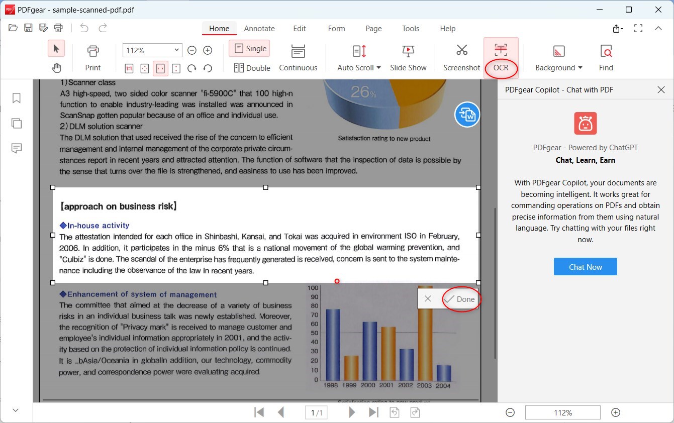 Perfome OCR to a Scanned PDF