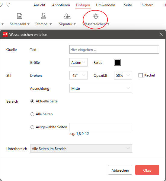 wasserzeichen personalisieren