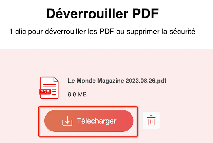Saisir le mot de passe pour déverrouiller le PDF protégé 